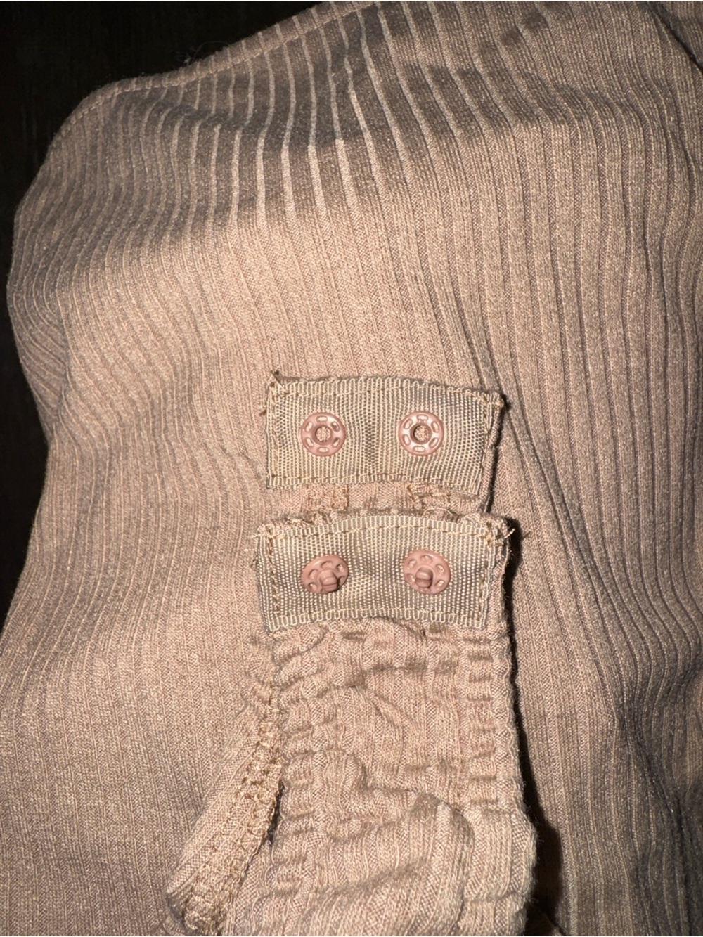 Listicle Tan Ribbed Ruffle-Strap Bodysuit - Picture 4 of 5
